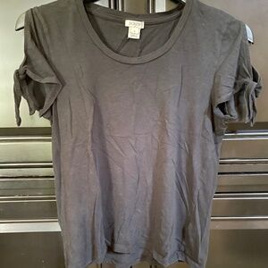 J. Crew Black Tie Sleeve Tshirt-Size Small